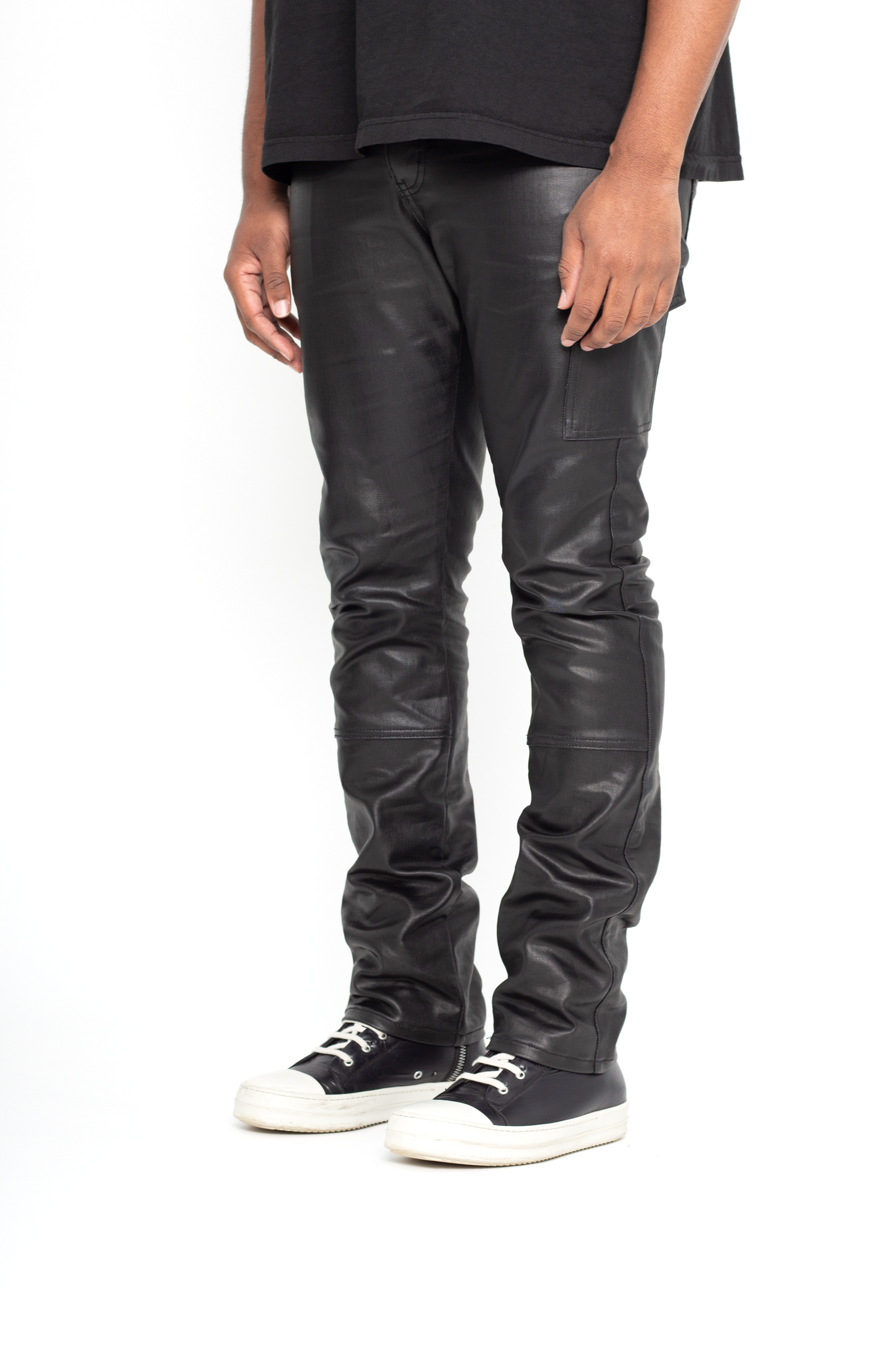 Black Waxed Denim Jeans